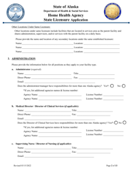 Home Health Agency State Licensure Application - Alaska, Page 2