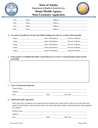 Home Health Agency State Licensure Application - Alaska, Page 4