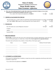 Home Health Agency State Licensure Application - Alaska, Page 5