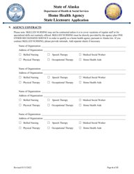Home Health Agency State Licensure Application - Alaska, Page 6