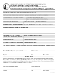 Contaminated Media Transport and Treatment or Disposal Approval Form - Alaska