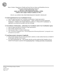 Document preview: Nfloc (Ali/Apdd/Ccmc) Provider Request Inquiry Checklist - Alaska