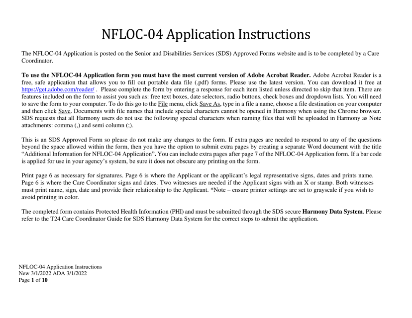Instructions for Form NFLOC-04 Application for Ali/Apdd/Ccmc - Alaska