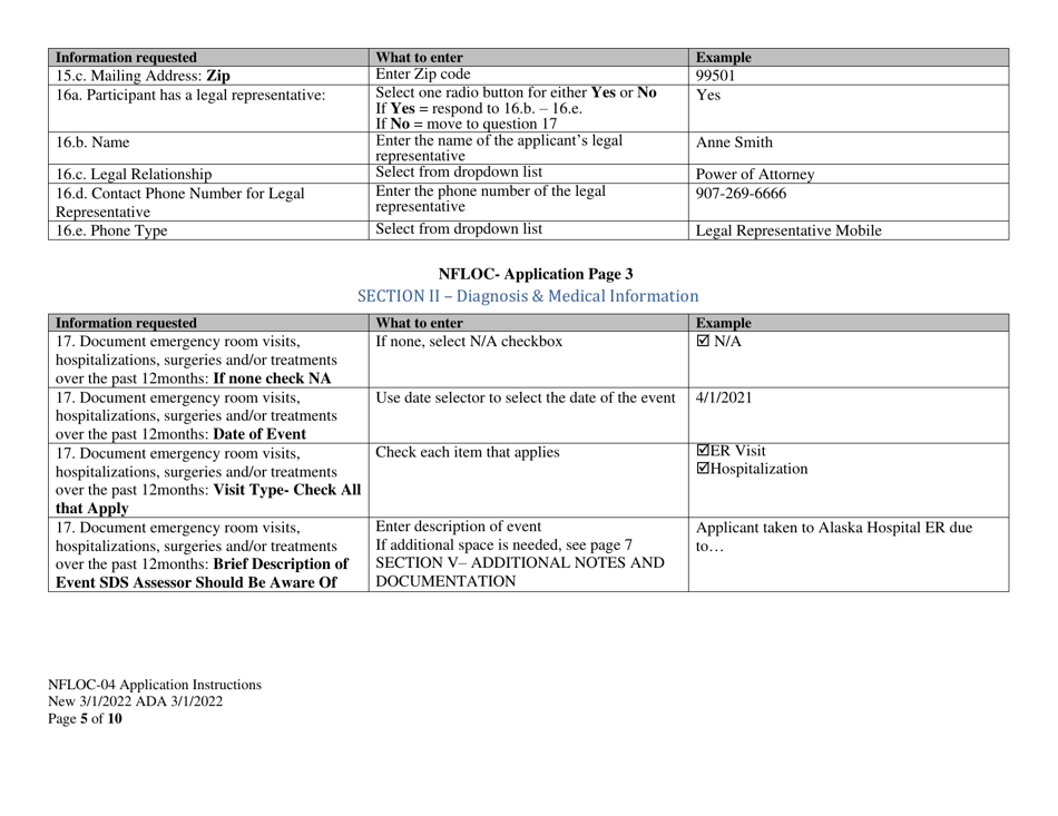 Instructions for Form NFLOC-04 Application for Ali / Apdd / Ccmc - Alaska, Page 5