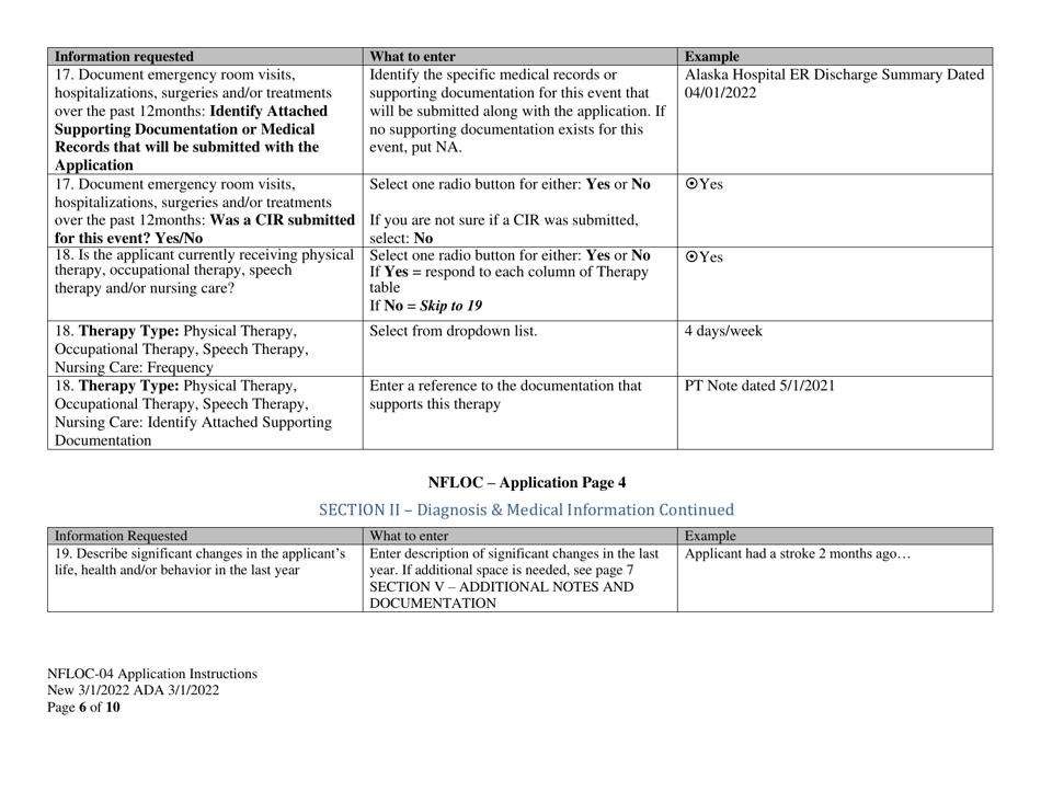 Instructions for Form NFLOC-04 Application for Ali / Apdd / Ccmc - Alaska, Page 6