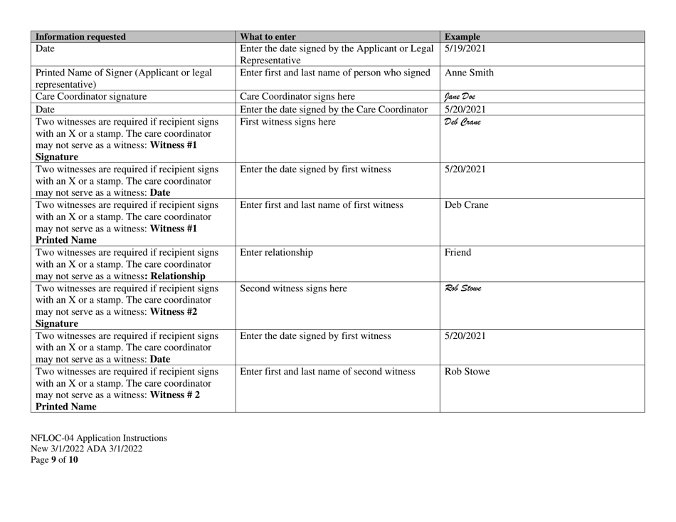 Instructions for Form NFLOC-04 Application for Ali / Apdd / Ccmc - Alaska, Page 9
