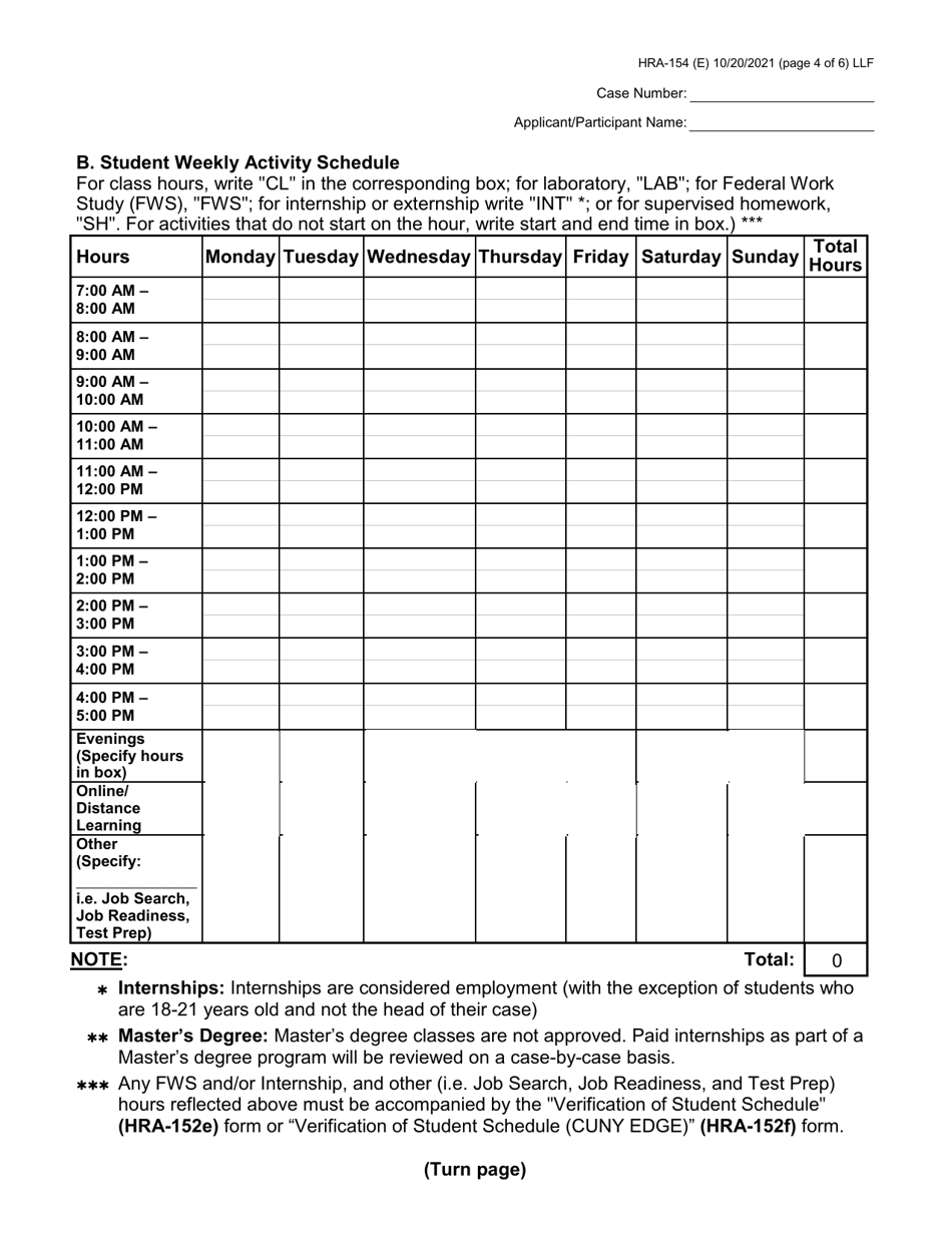 Form HRA-154 - Fill Out, Sign Online and Download Fillable PDF, New ...