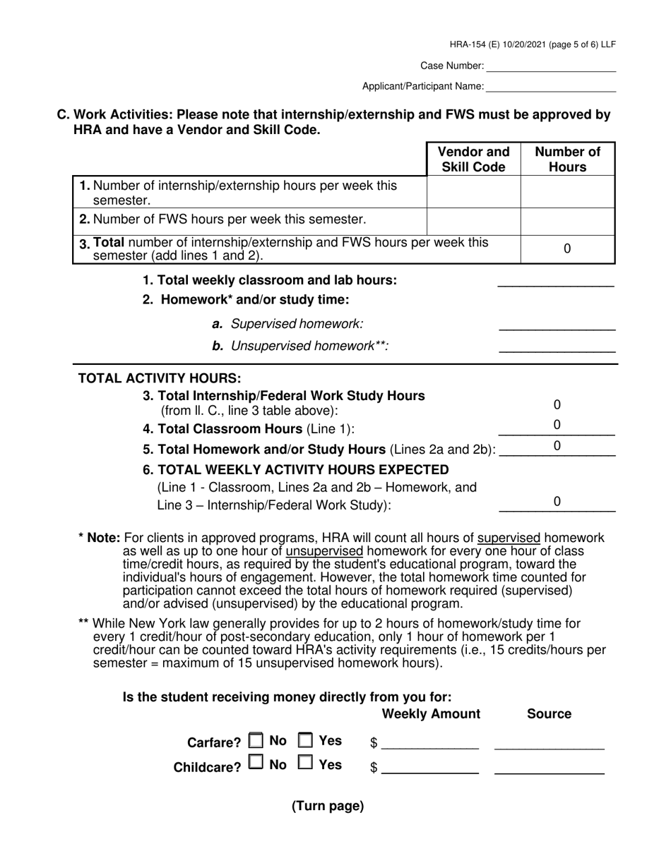 Form HRA-154 Human Resources Administration School / Training Enrollment Letter - New York City (English / Polish), Page 5