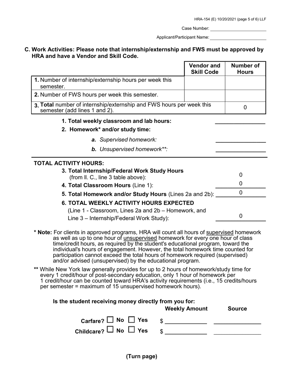 Form HRA-154 Human Resources Administration School / Training Enrollment Letter - New York City (Haitian Creole), Page 5