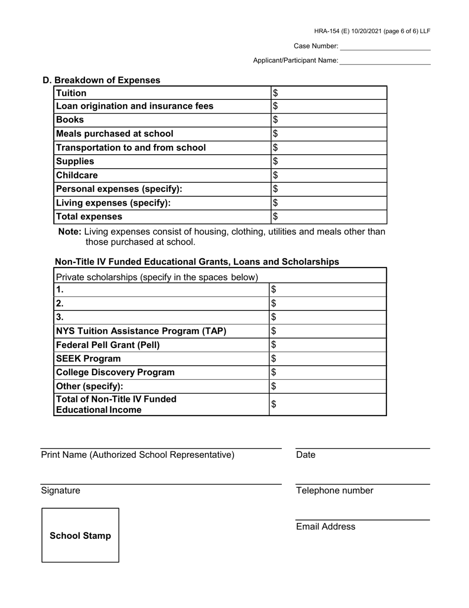 Form HRA-154 Human Resources Administration School / Training Enrollment Letter - New York City (Haitian Creole), Page 6
