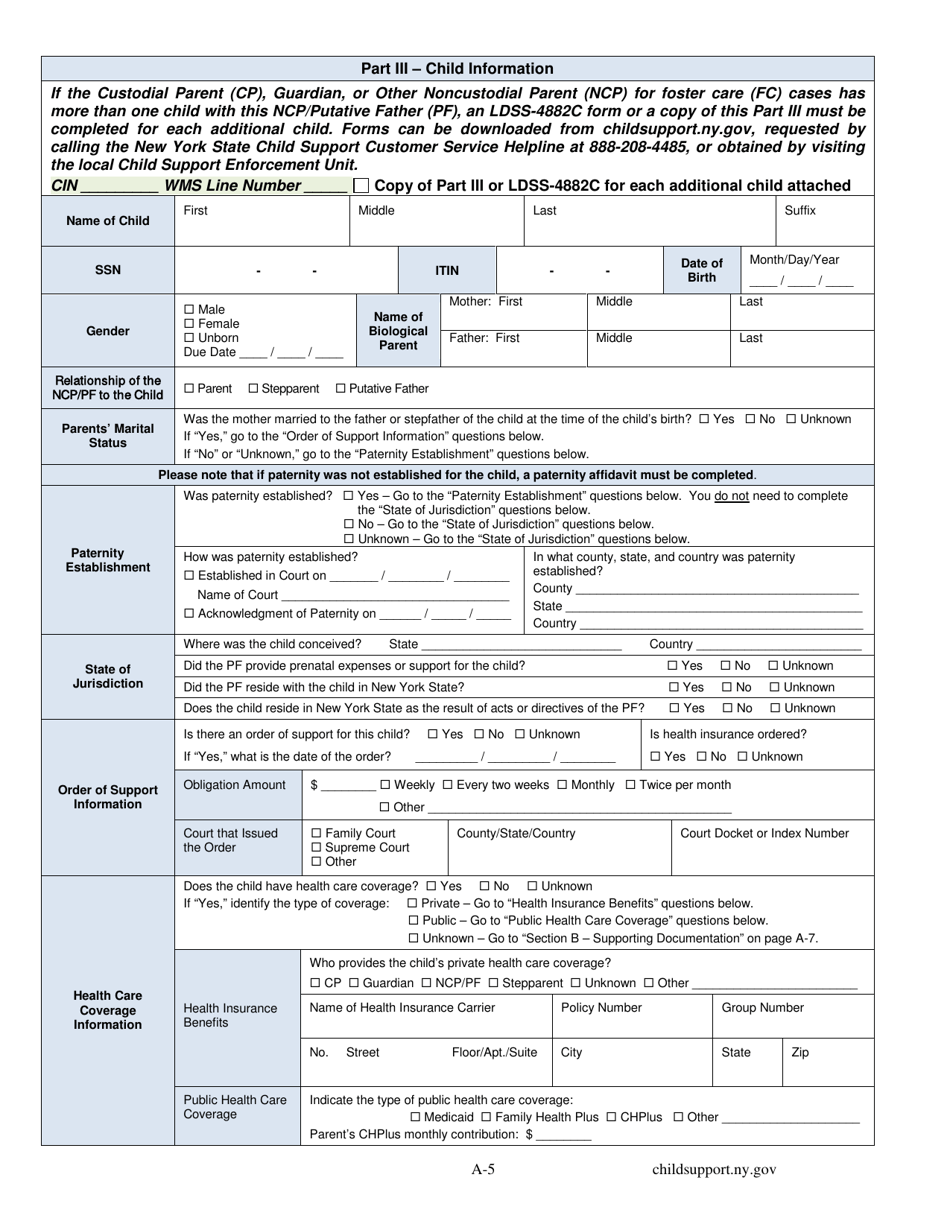 Form LDSS-4882 Application / Referral for Child Support Services - New York, Page 13