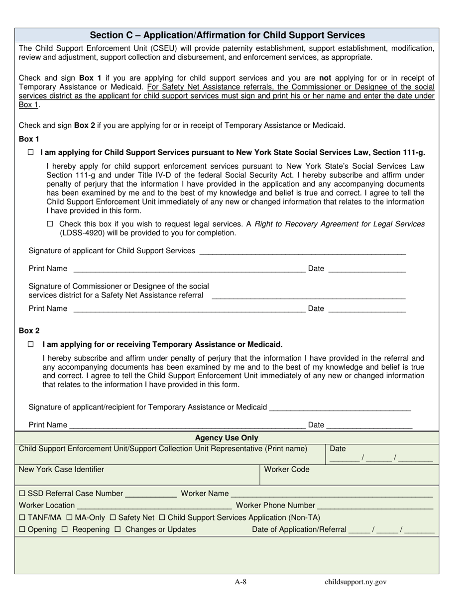 Form LDSS-4882 Application / Referral for Child Support Services - New York, Page 16