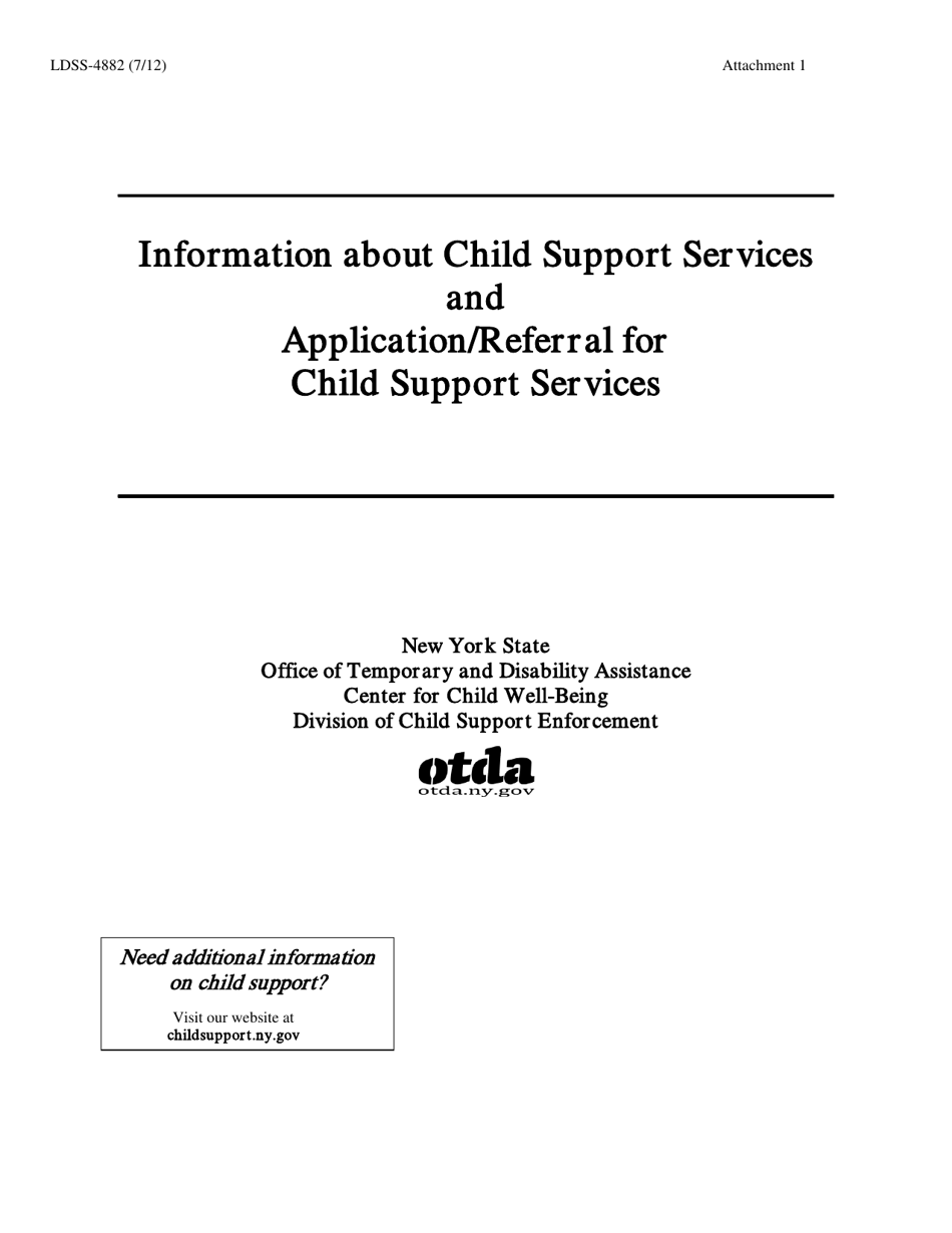 Form LDSS-4882 Application / Referral for Child Support Services - New York, Page 1