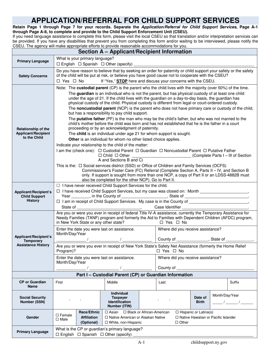 Form LDSS-4882 Application / Referral for Child Support Services - New York, Page 9