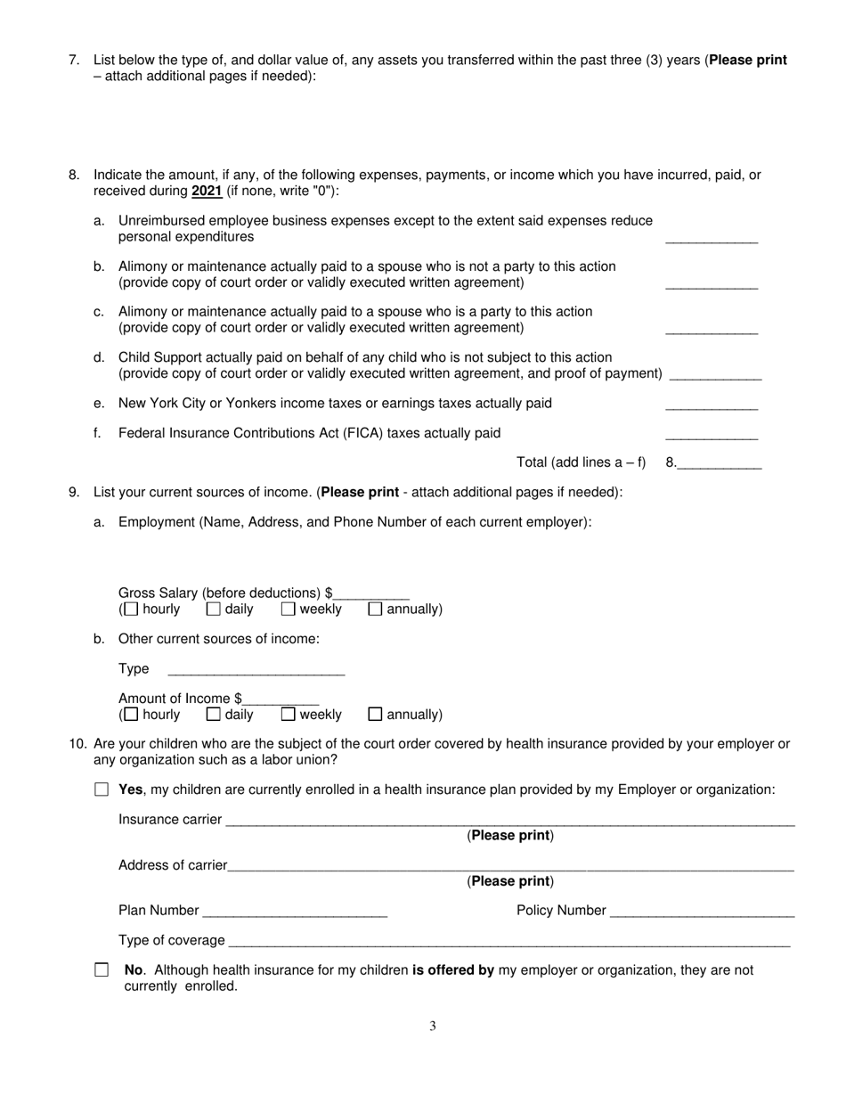 Affidavit of Net Worth - New York, Page 3