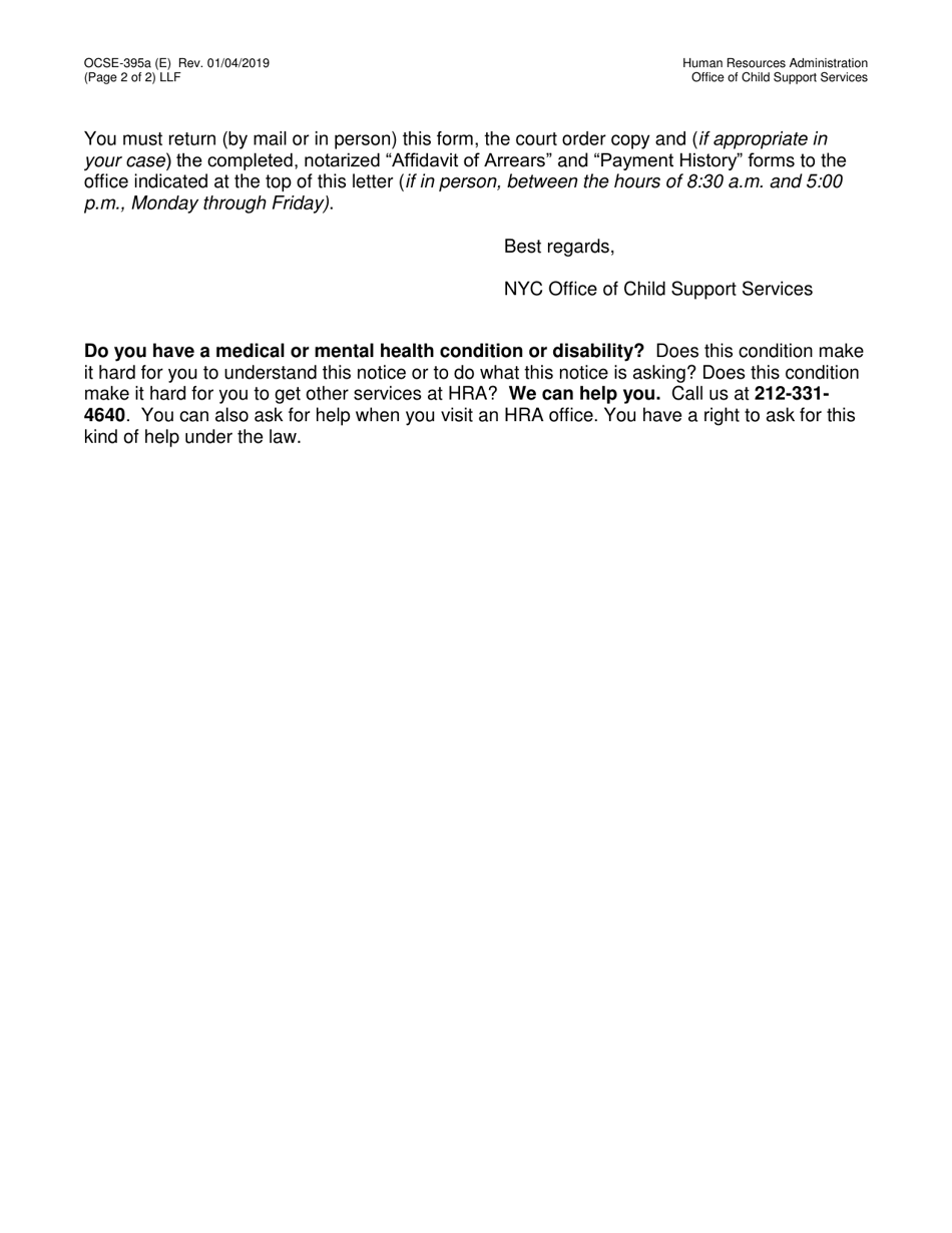 Form OCSE-395A Change of Payee in a Child Support Order - New York City, Page 2