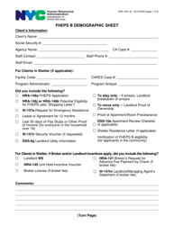 Document preview: Form HRA-146N Fheps B Demographic Sheet - New York City