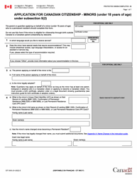 Document preview: Form CIT0003 Application for Canadian Citizenship - Minors (Under 18 Years of Age) Under Subsection 5(2) - Canada