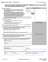 Form CIT0403 Application for Canadian Citizenship - Minors (Under 18 Years of Age) Applying Under Subsection 5(1) - Canada