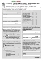Form F2768 &quot;Operator Accreditation Renewal Application&quot; - Queensland, Australia