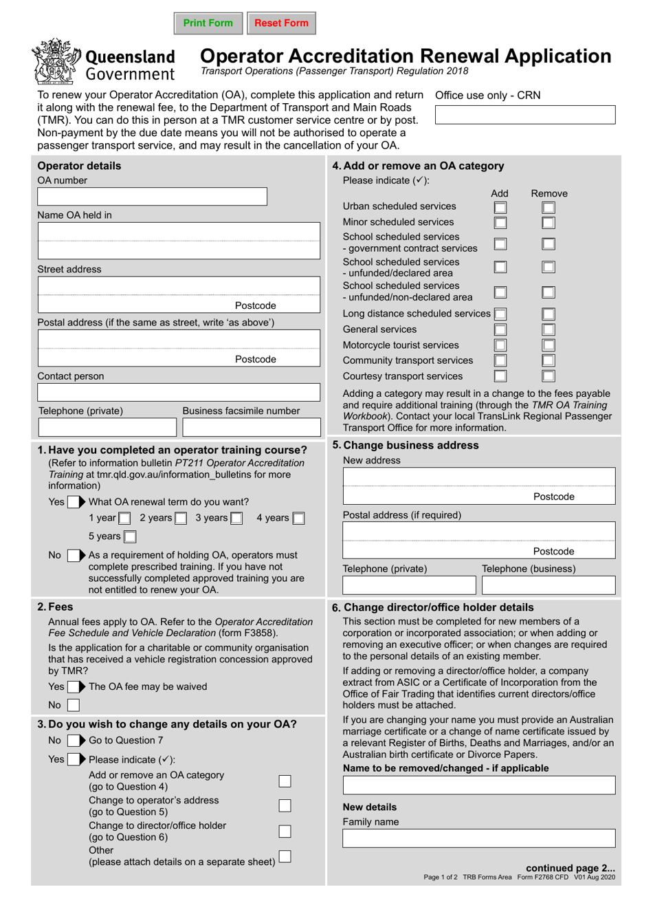 Form F2768 - Fill Out, Sign Online and Download Fillable PDF