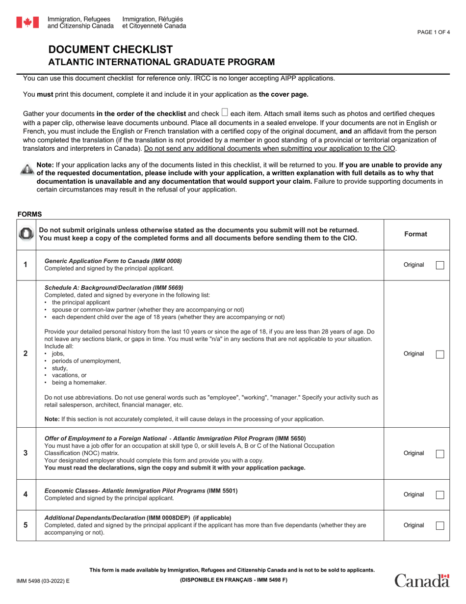 EX. Document Checklist of PERMANENT RESIDENT application