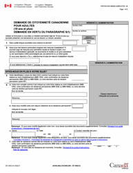 Document preview: Forme CIT0002 Demande De Citoyennete Canadienne Pour Adultes (18 Ans Et Plus) - Canada (French)