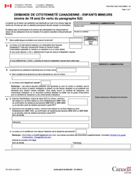 Document preview: Forme CIT0003 Demande De Citoyennete Canadienne - Enfants Mineurs (Moins De 18 Ans) En Vertu Du Paragraphe 5(1) - Canada (French)