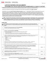 Forme IMM5467 Liste De Controle DES Documents - Programme DES Travailleurs Qualifies Intermediaires Du Canada Atlantique - Canada (French)
