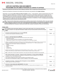 Document preview: Forme IMM5498 Liste De Controle DES Documents - Programme DES Diplomes Etrangers Du Canada Atlantique - Canada (French)
