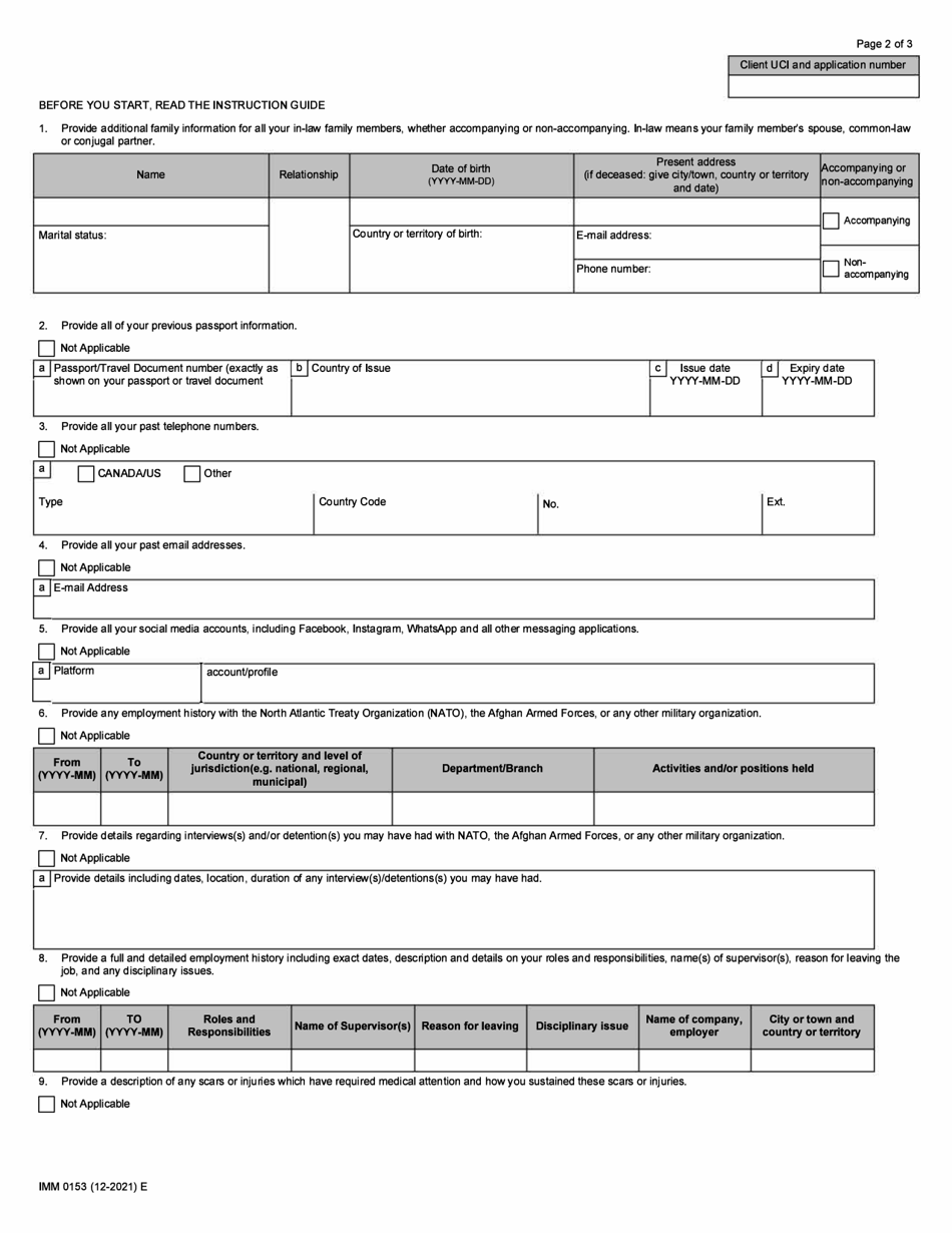 Form IMM0153 - Fill Out, Sign Online and Download Fillable PDF, Canada ...