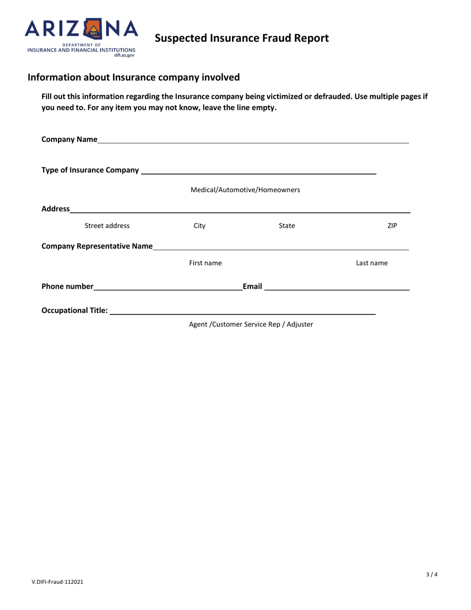 Suspected Insurance Fraud Report - Arizona, Page 3