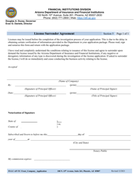 Document preview: Section 5 License Surrender Agreement - Arizona
