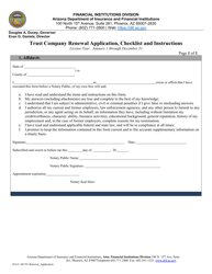 Document preview: Trust Company Renewal Application - Affidavit - Arizona