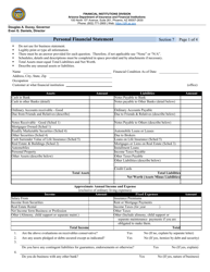 Document preview: Section 7 Personal Financial Statement - Arizona
