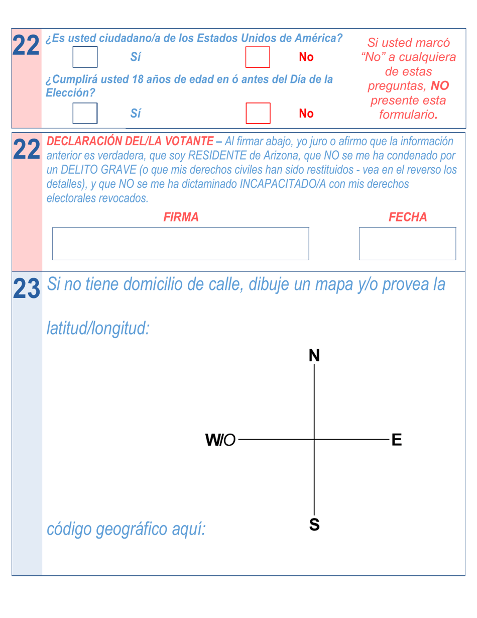 Formulario De Registro Electoral En Arizona - Letra Grande - Arizona (Spanish), Page 3