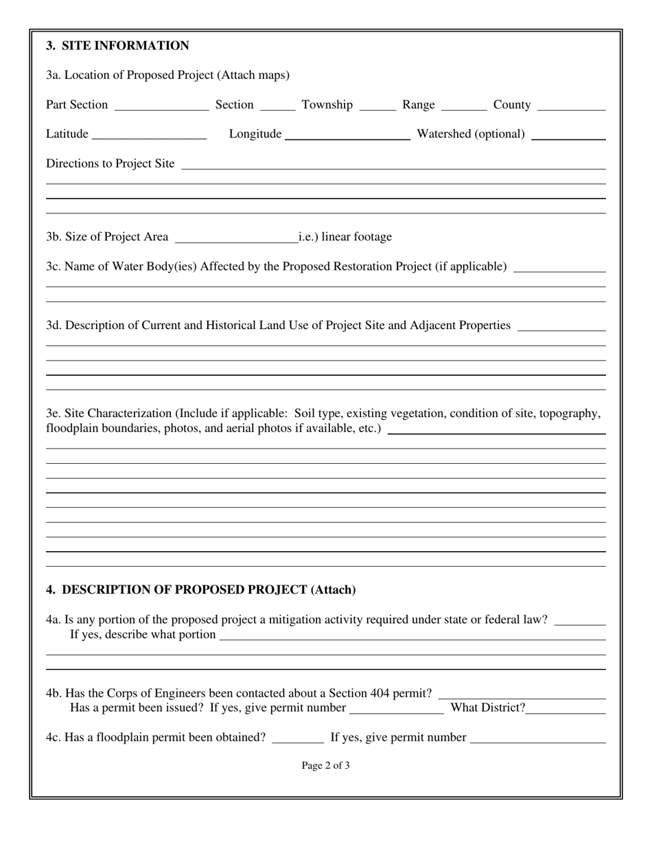 Creation and Restoration of Private Wetlands and Riparian Zones Tax Credit Application - Arkansas, Page 2