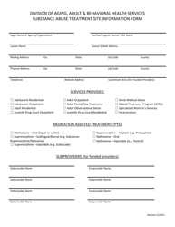 Document preview: Substance Abuse Treatment Site Information Form - Arkansas