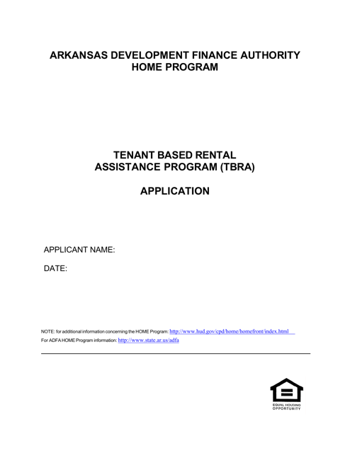 Arkansas Home Tenant Based Rental Assistance Application Fill Out