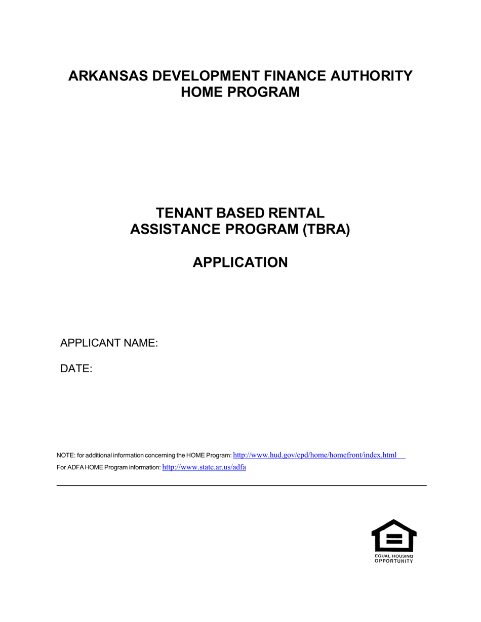 Arkansas Home Tenant Based Rental Assistance Application Fill Out