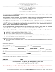 Document preview: Request for Military Waiver - Nursing Assistant Certification Education - Arkansas