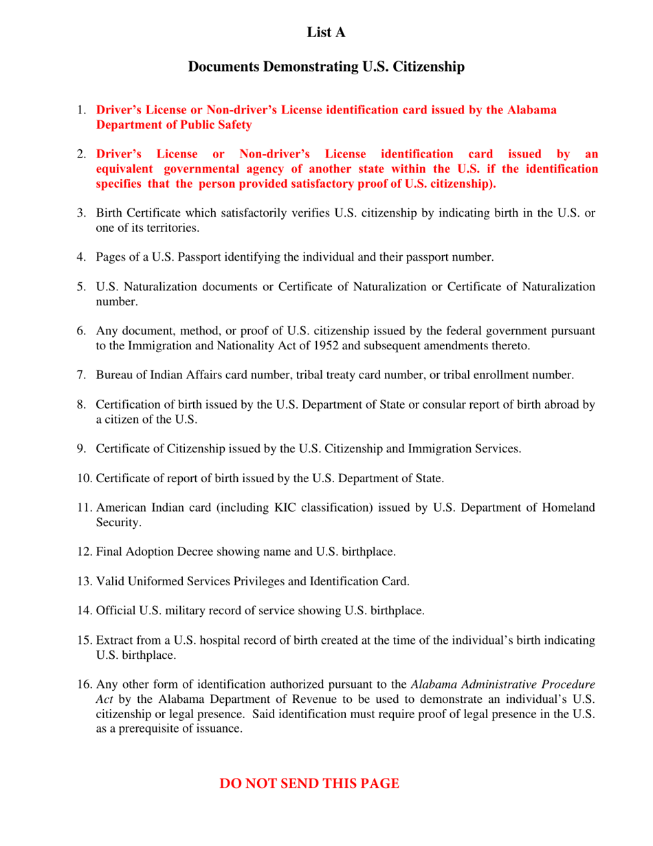 Declaration of Citizenship and Lawful Presence of an Alien Resident - Alabama, Page 3
