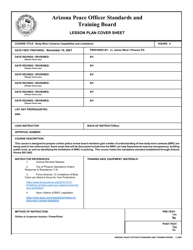 Document preview: Lesson Plan Cover Sheet - Body Worn Cameras Capabilities and Limitations - Arizona