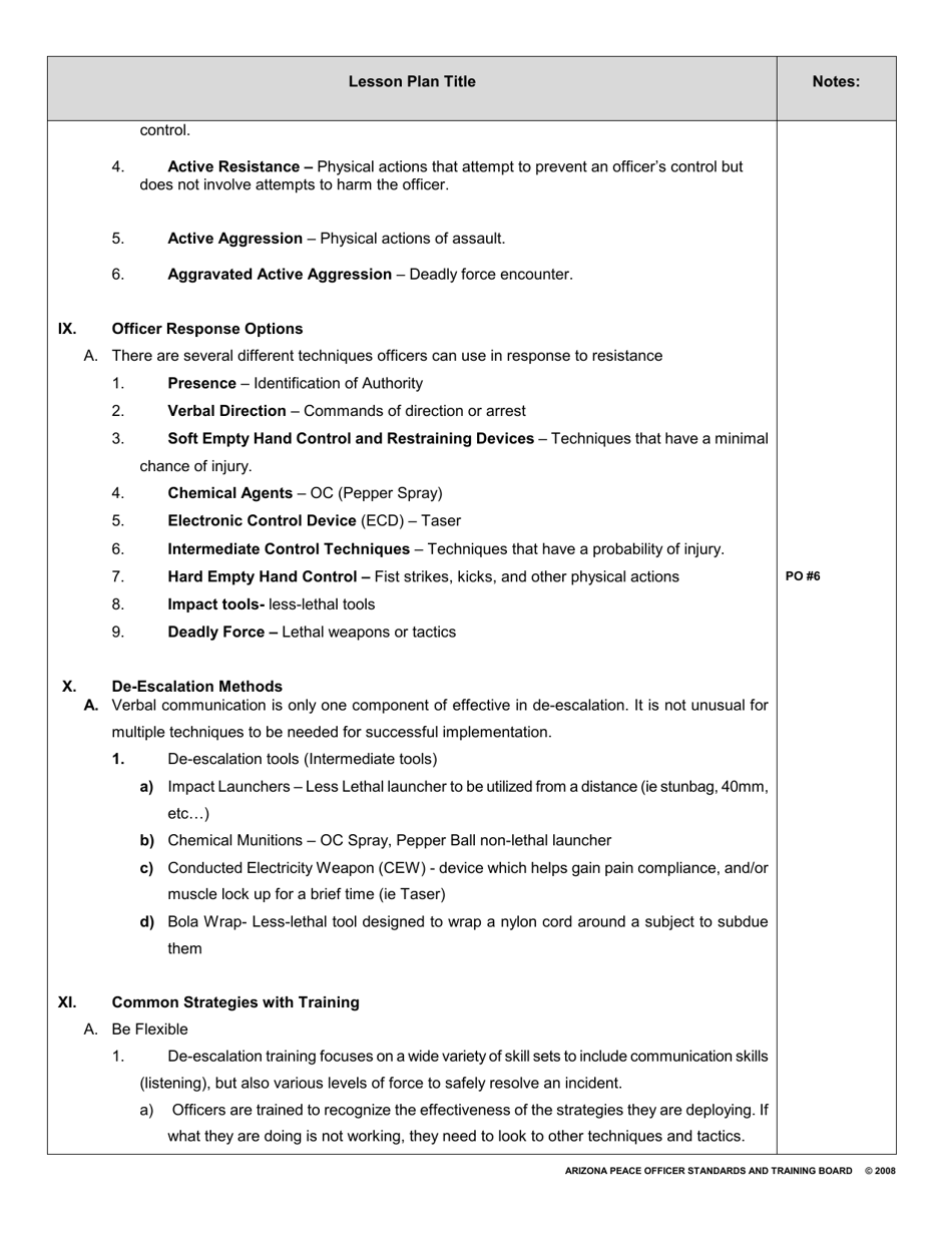 Arizona Lesson Plan Cover Sheet - Dynamics of De-escalation - Fill Out ...