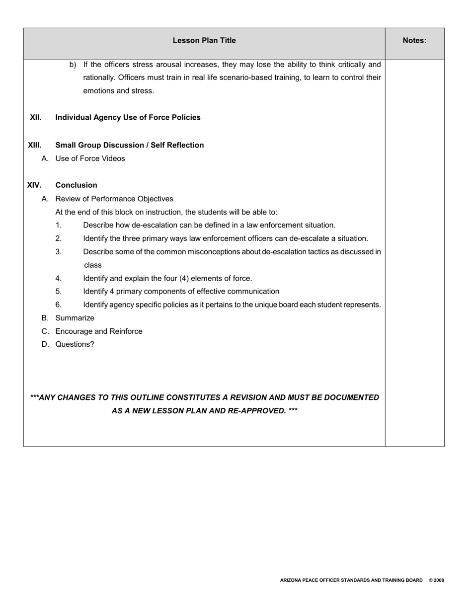 Lesson Plan Cover Sheet - Dynamics of De-escalation - Arizona, Page 7