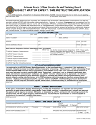 Document preview: AZPOST Form SME2 Subject Matter Expert/Sme Instructor Application - Arizona