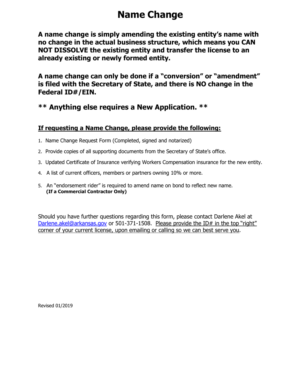 Name Change Request Form - Arkansas, Page 2