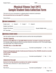 Physical Fitness Test (Pft) Sample Student Data Collection Form - California