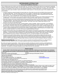 Form DPR619 Distinguished Veteran Pass Application - California, Page 2