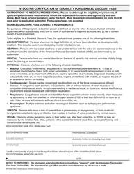 Form DPR818A Disabled Discount Pass Application - California, Page 2